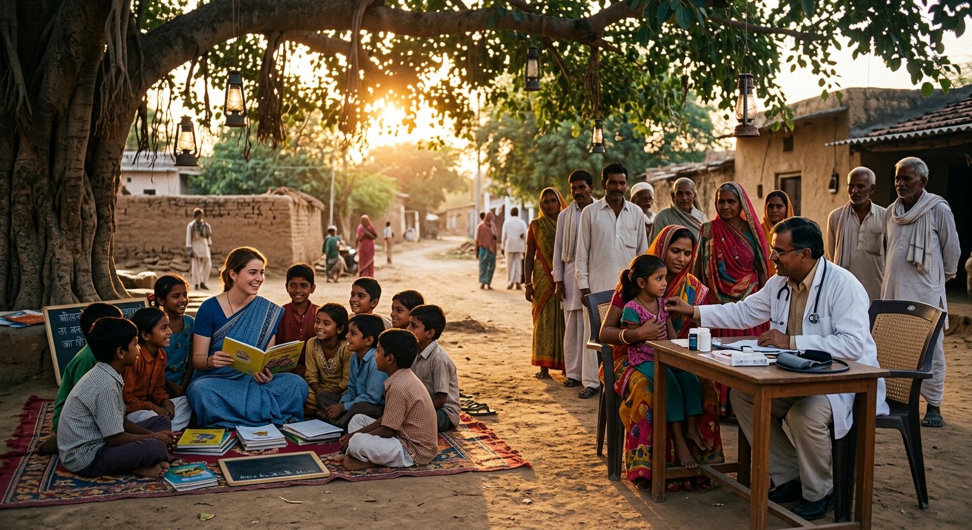 Vaidshree Foundation education and health camp in a village